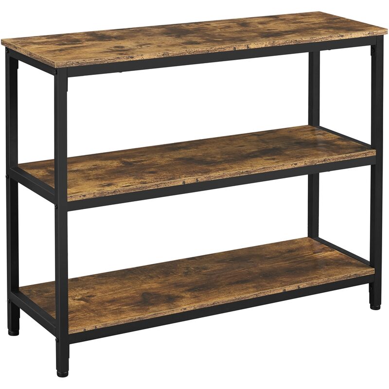 foto del prodotto tavolo consolle mobile da ingresso a 3 ripiani tavolino stretto console stile industriale mobile soggiorno corridoio struttura in legno e metallo