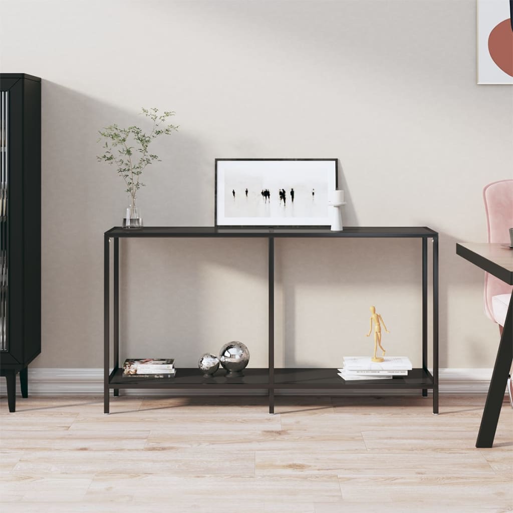foto del prodotto tavolo consolle nero 140x35x75,5 cm in vetro temperato cod mxl 65577