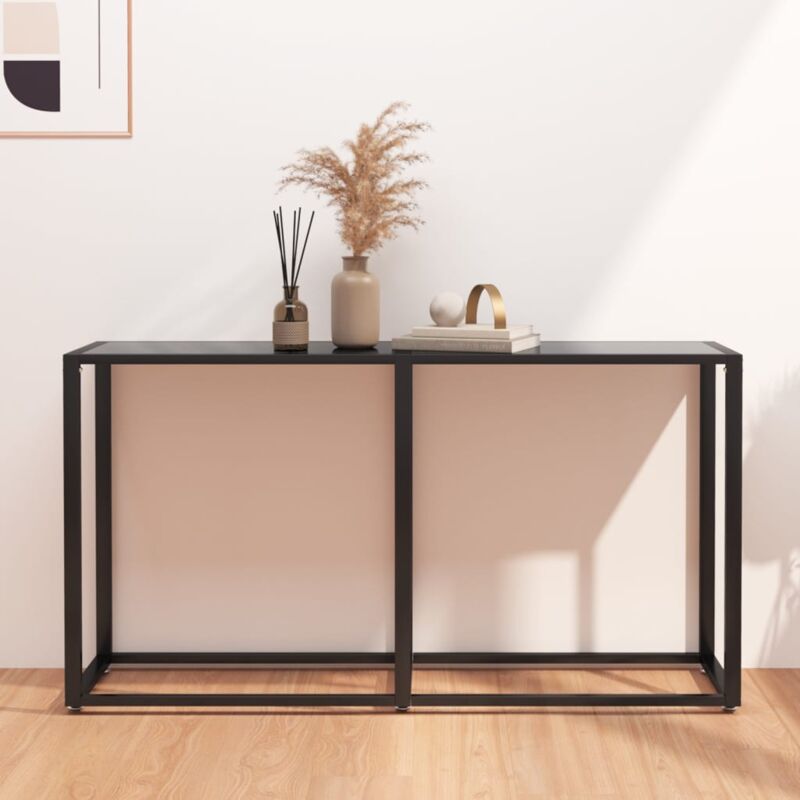 foto del prodotto tavolo consolle nero 140x35x75,5 cm in vetro temperato vidaxl