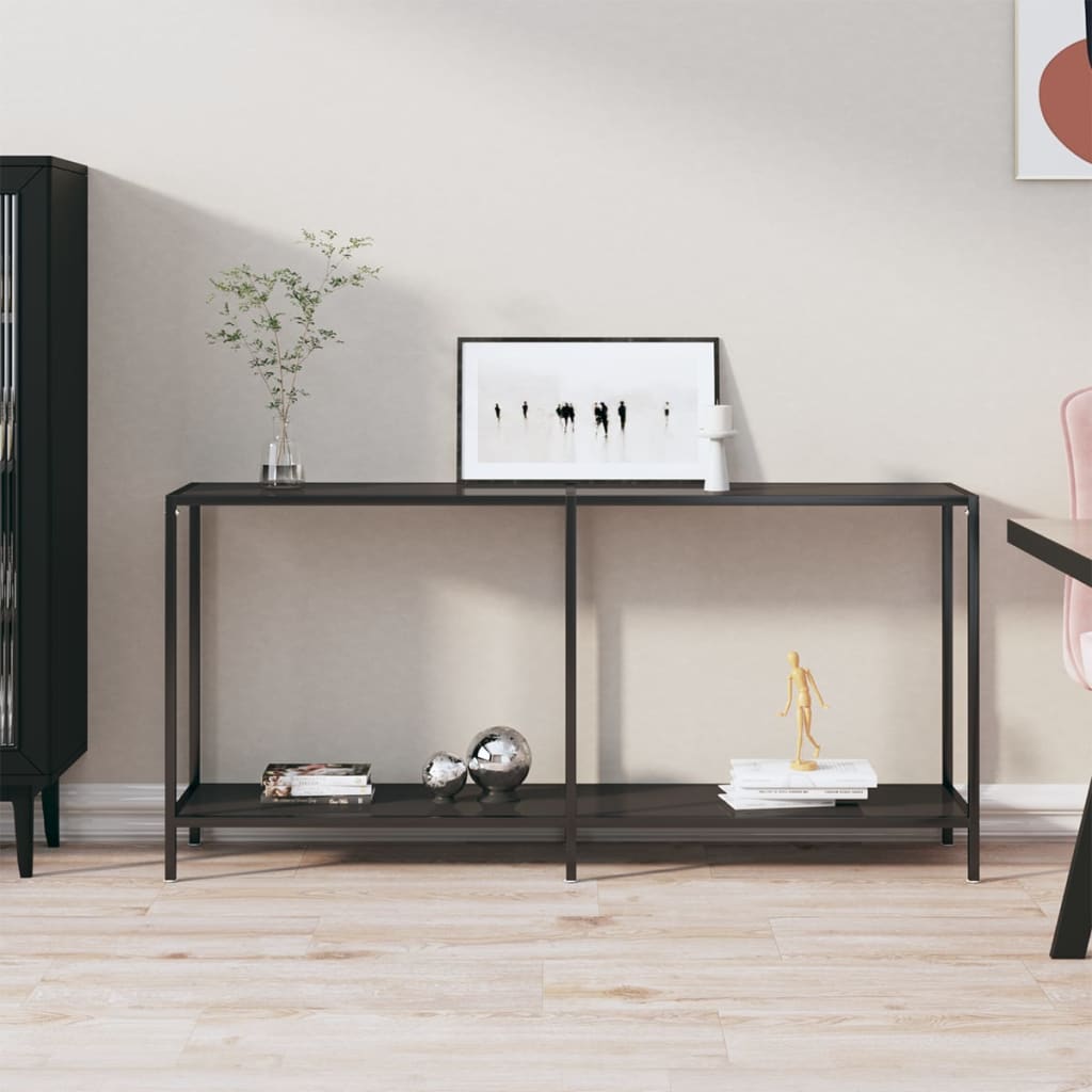 foto del prodotto tavolo consolle nero 160x35x75,5 cm in vetro temperato cod mxl 58788