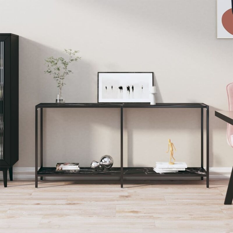 foto del prodotto tavolo consolle nero 160x35x75,5 cm in vetro temperato vidaxl
