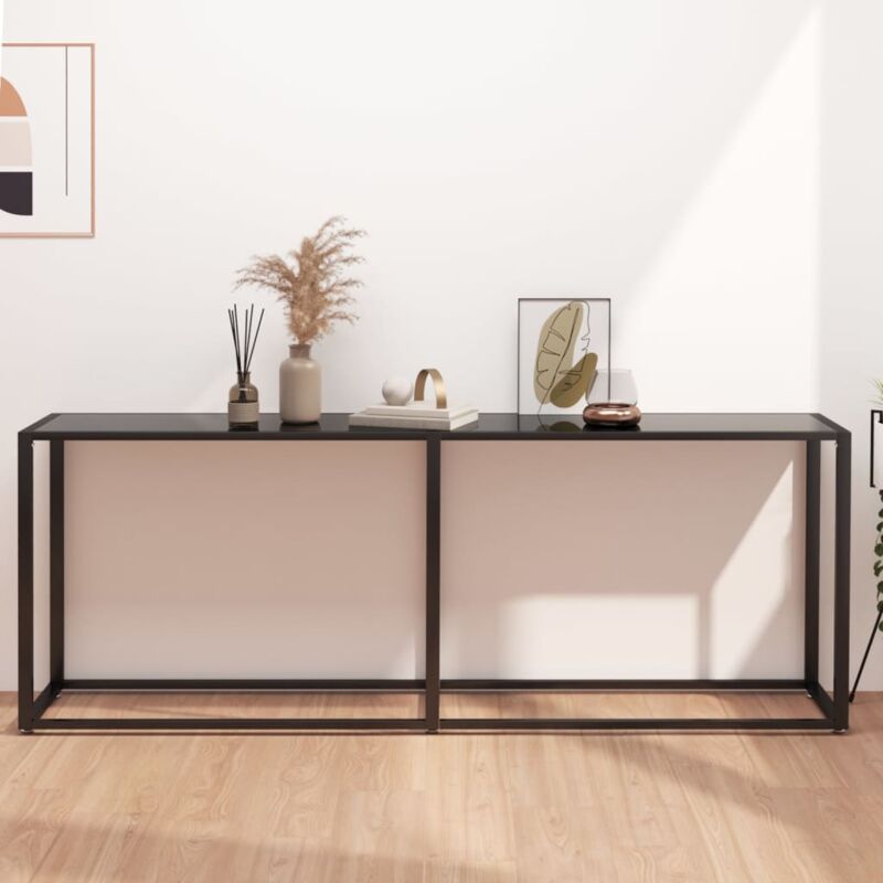 foto del prodotto tavolo consolle nero 200x35x75,5 cm in vetro temperato vidaxl