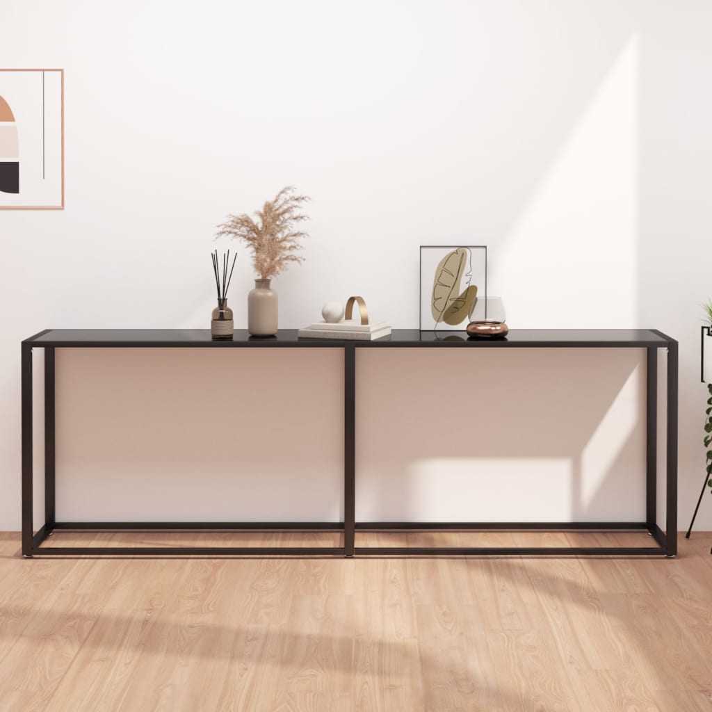 foto del prodotto tavolo consolle nero 220x35x75,5 cm in vetro temperato cod mxl 70552