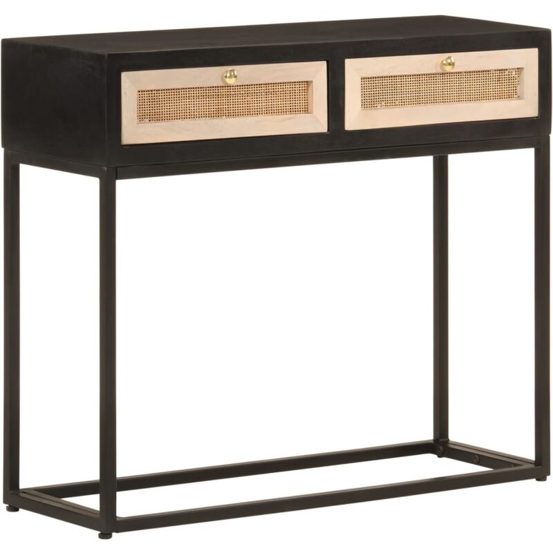 foto del prodotto tavolo consolle nero 90x30x76cm legno massello di mango e ferro vidaxl