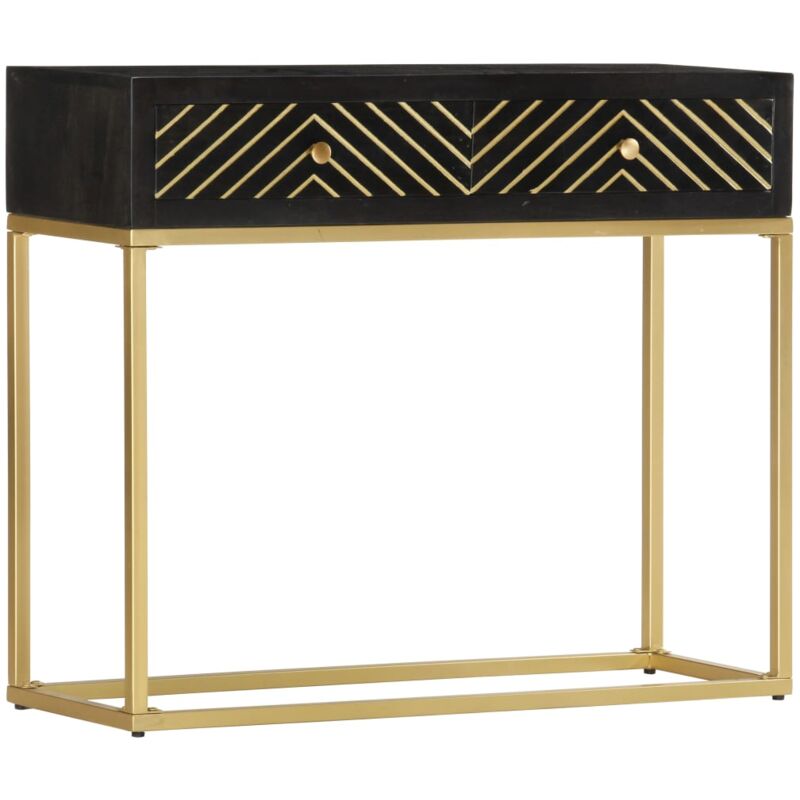 foto del prodotto tavolo consolle nero e oro 90x30x75cm legno massello di mango vidaxl