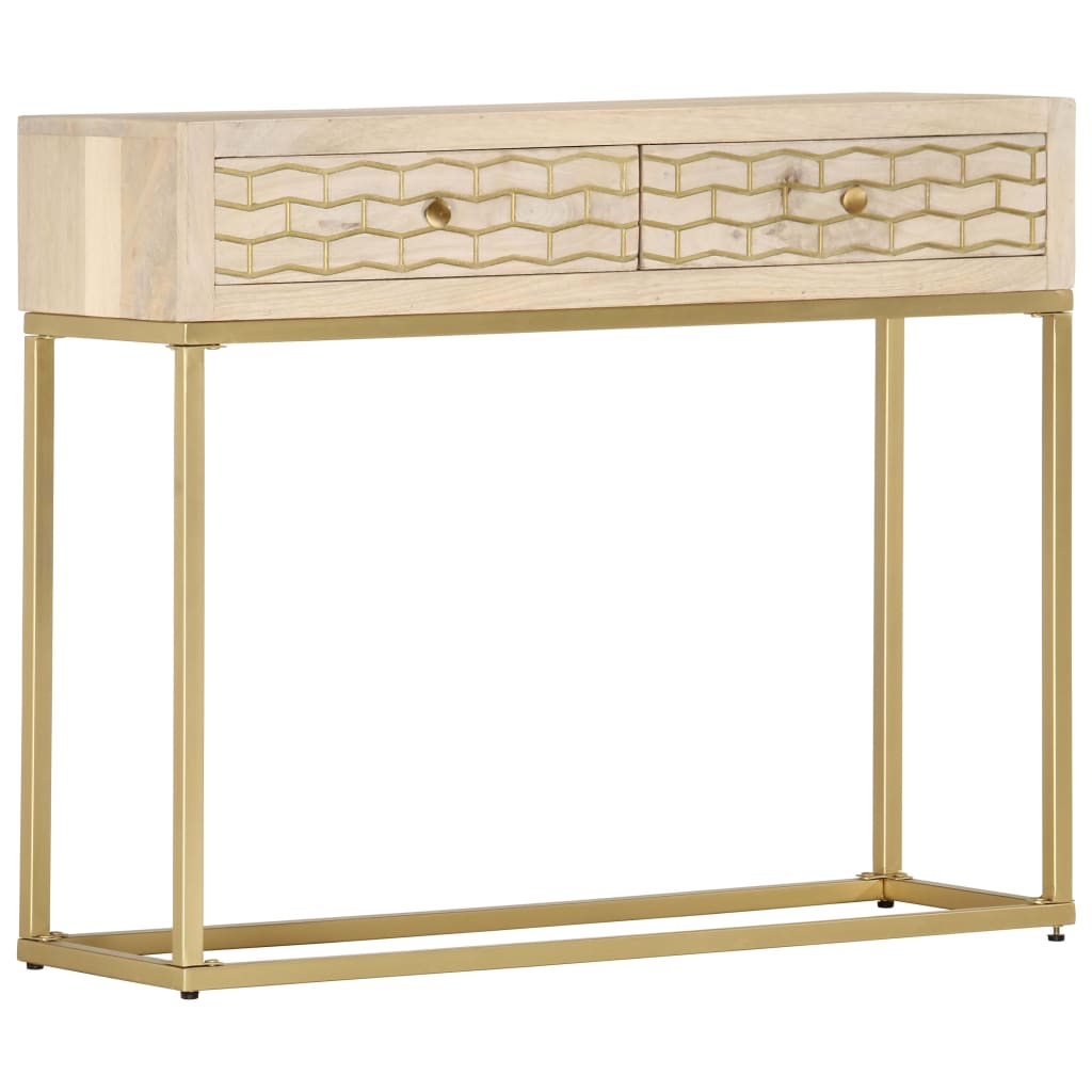 foto del prodotto tavolo consolle oro 90x30x75 cm in legno massello di mango cod mxl 23638