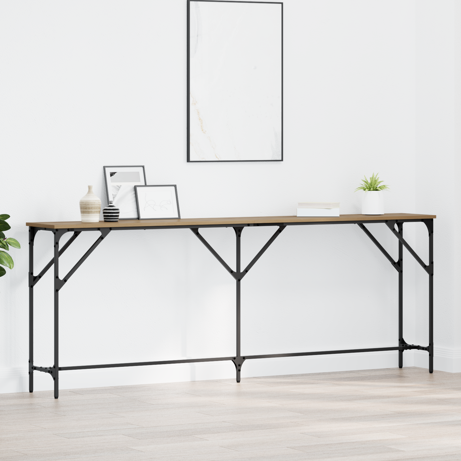 foto del prodotto tavolo consolle rovere artigianale 200 x 29 x 75 cm vidaxl