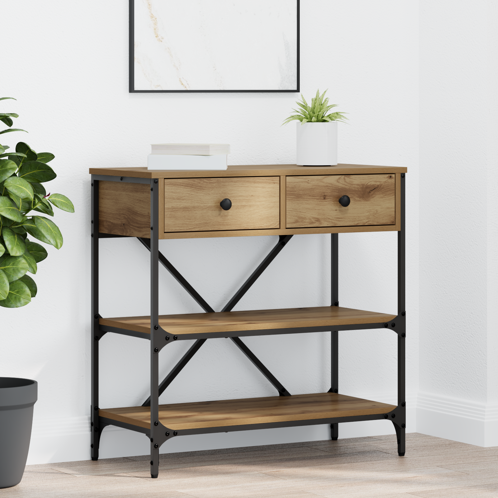 foto del prodotto tavolo consolle rovere artigianale 75x34.5x75 cm legno ingegnerizzato