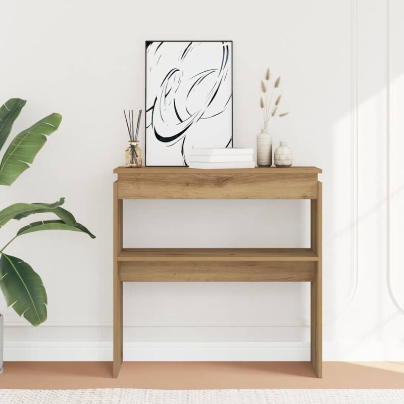 foto del prodotto tavolo consolle rovere artigianale 80x30x80 cm in truciolato vidaxl