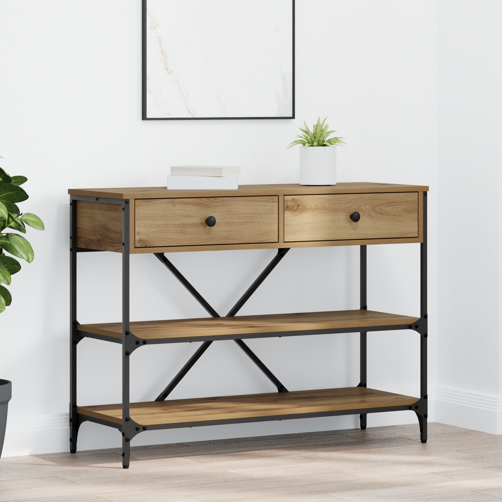 foto del prodotto tavolo consolle rovere artigianale legno multistrato vidaxl