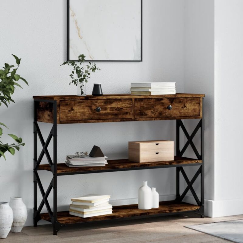 foto del prodotto tavolo consolle rovere fumo 100x28x75 cm in legno multistrato vidaxl