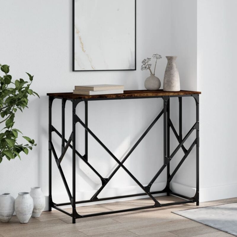 foto del prodotto tavolo consolle rovere fumo 100x40x80 cm in legno multistrato vidaxl