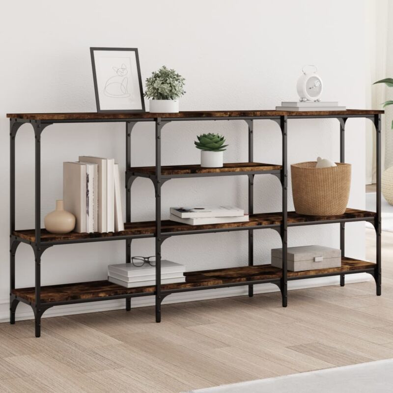 foto del prodotto tavolo consolle rovere fumo 160x29x80 cm in legno multistrato vidaxl