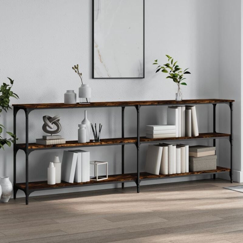 foto del prodotto tavolo consolle rovere fumo 200x29x75 cm in legno multistrato vidaxl