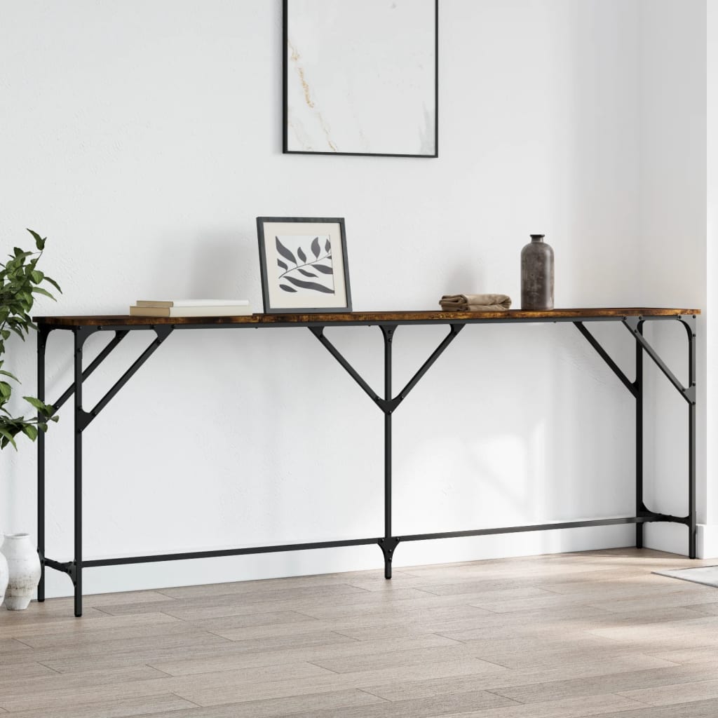 foto del prodotto tavolo consolle rovere fumo 200x29x75 cm in legno multistratocod mxl 84546