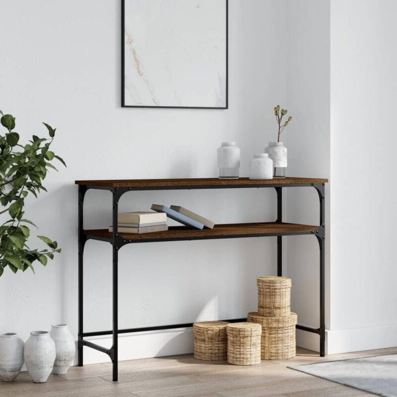 foto del prodotto tavolo consolle rovere marrone 100x35,5x75 cm legno multistrato vidaxl