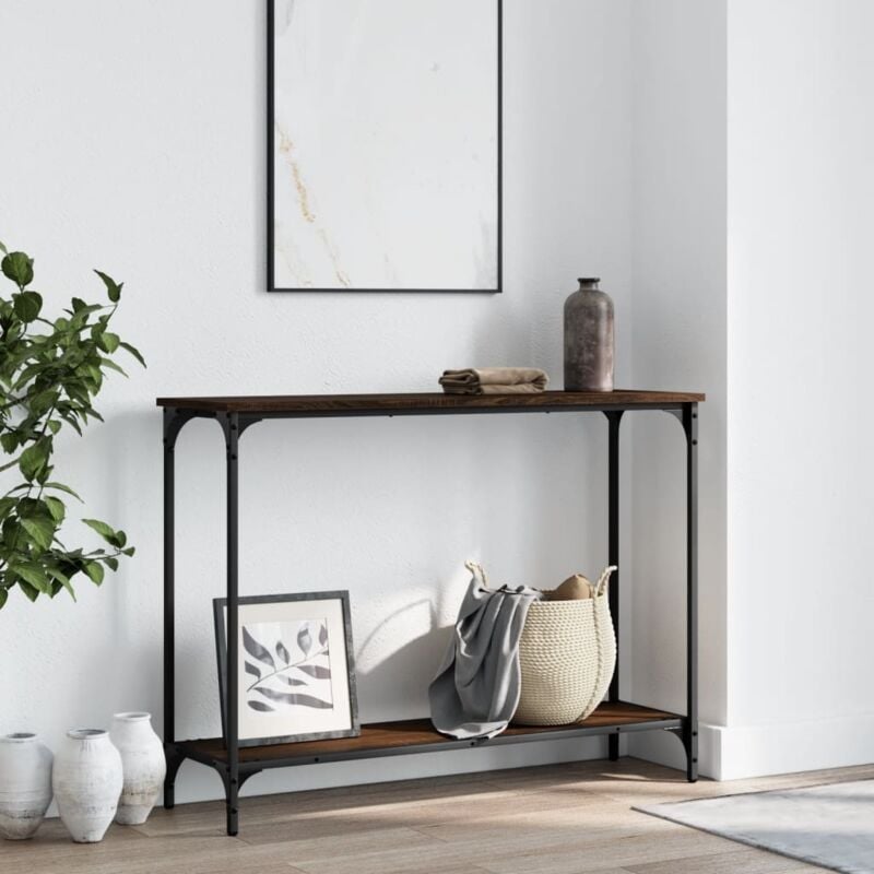foto del prodotto tavolo consolle rovere marrone 101x30,5x75 cm legno multistrato vidaxl