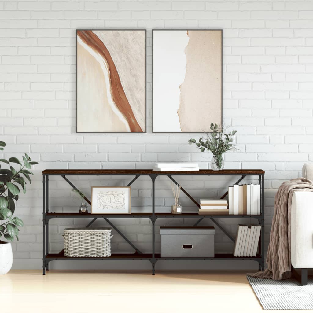 foto del prodotto tavolo consolle rovere marrone 160x30x75 cm multistrato e ferrocod mxl 126501