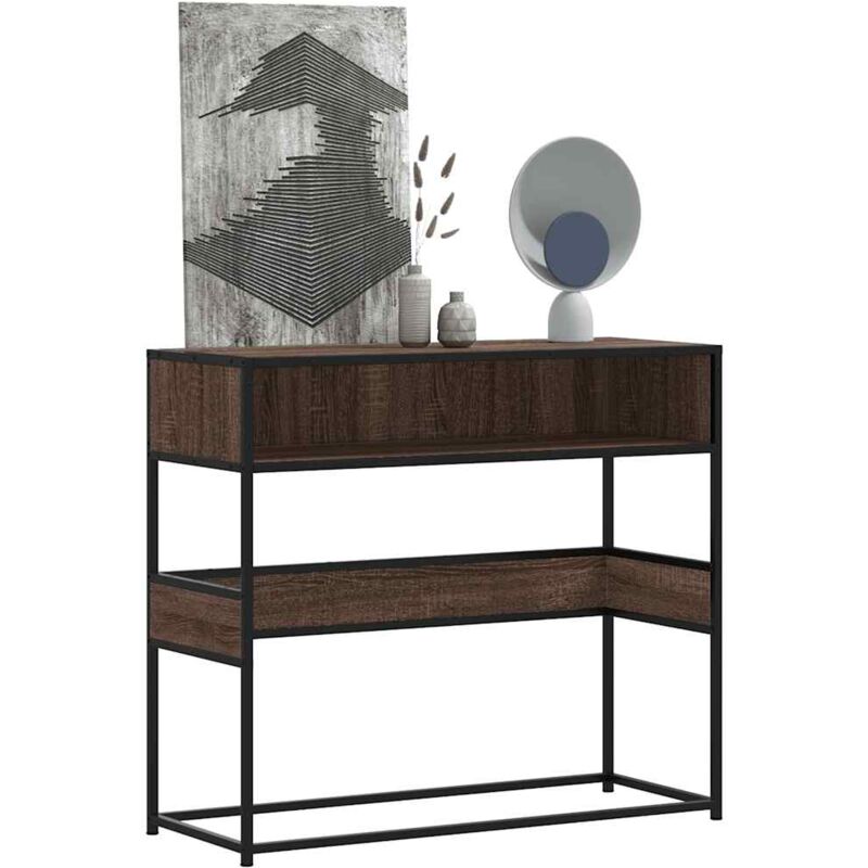 foto del prodotto tavolo consolle rovere marrone 90x35x80 cm legno multistrato vidaxl