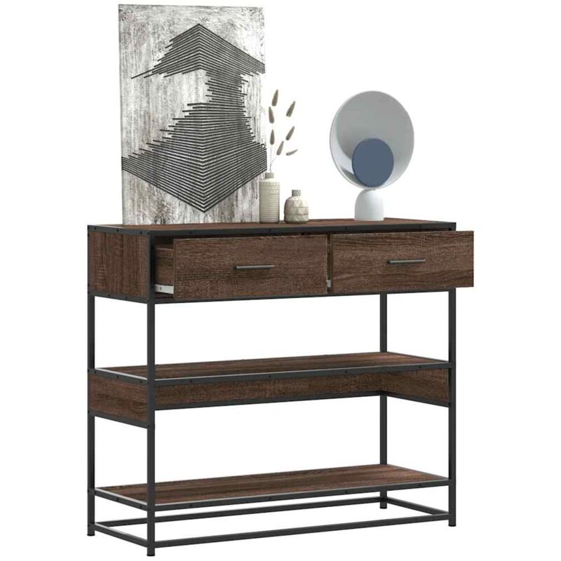 foto del prodotto tavolo consolle rovere marrone 90x35x80 cm legno multistrato vidaxl