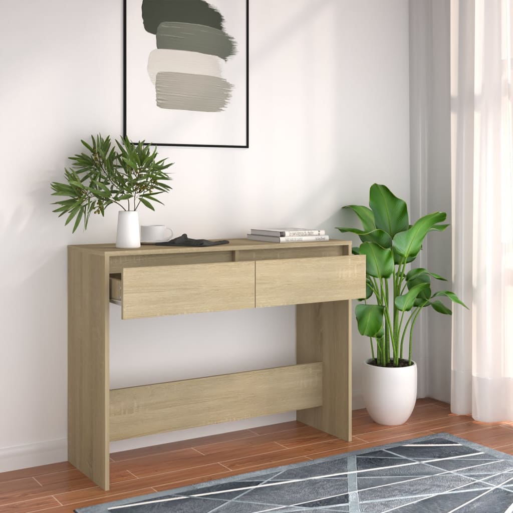 foto del prodotto tavolo consolle rovere sonoma 100x35x76,5 cm in truciolato cod mxl 23727