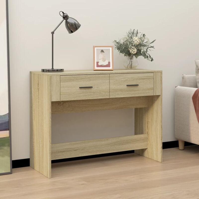 foto del prodotto tavolo consolle rovere sonoma 100x39x75 cm in legno multistrato vidaxl