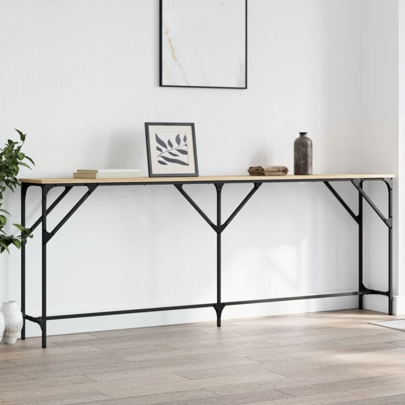 foto del prodotto tavolo consolle rovere sonoma 200x29x75 cm in legno multistrato vidaxl