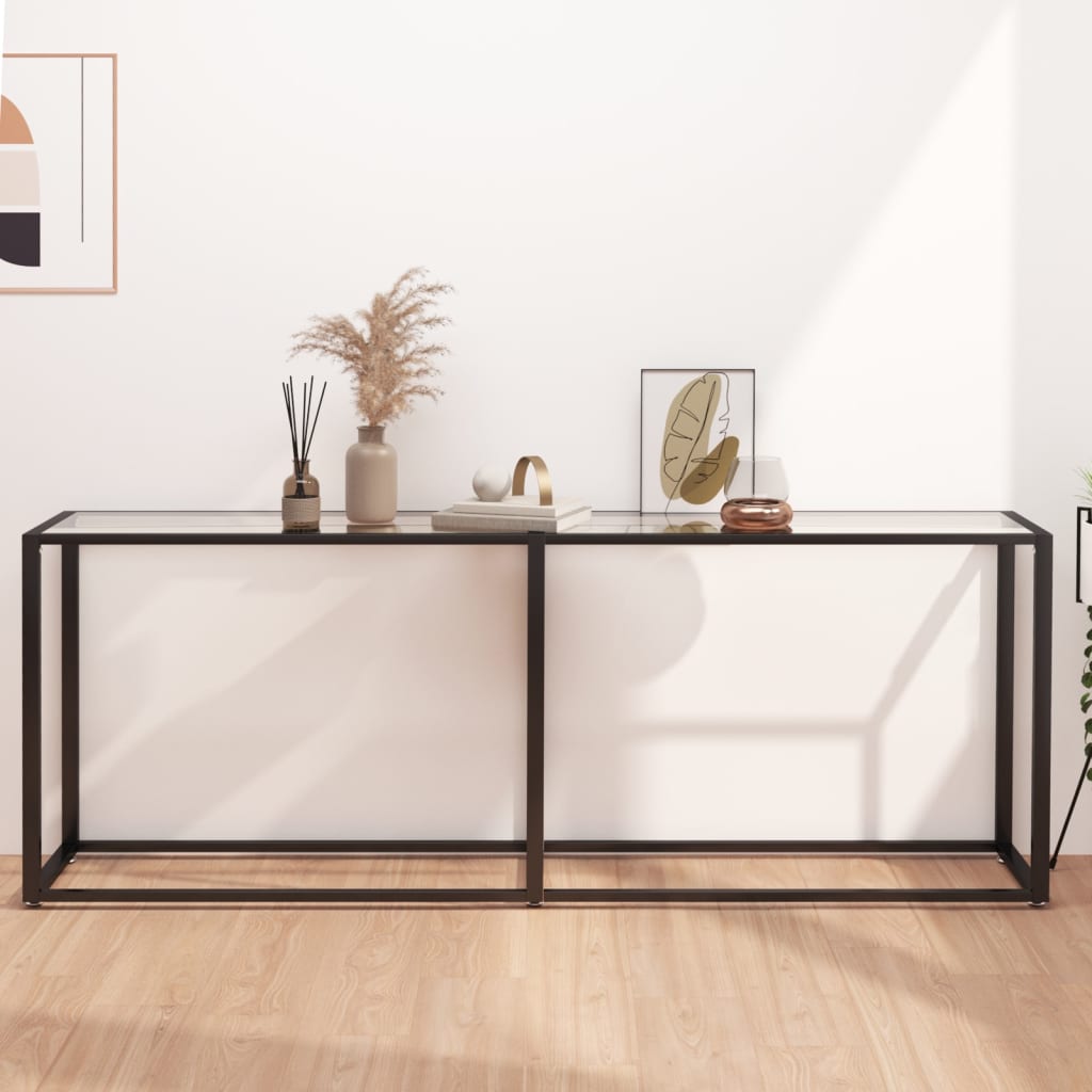 foto del prodotto tavolo consolle trasparente 200x35x75,5 cm in vetro temperato cod mxl 57305