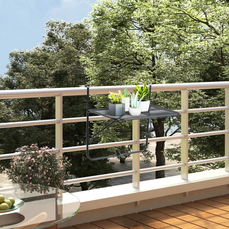 foto del prodotto tavolo da balcone nero 60x40 cm in acciaio vidaxl