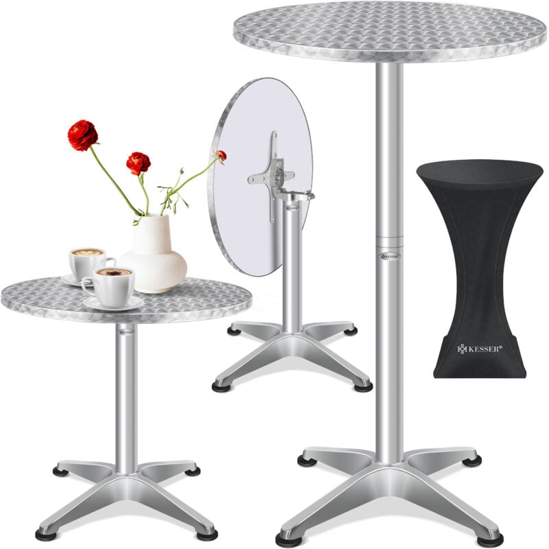 foto del prodotto tavolo da bar 2in1 pieghevole tavolo da bistrot piano in alluminio acciaio inox altezza regolabile 70cm 115cm tavolo per feste matrimonio al chiuso