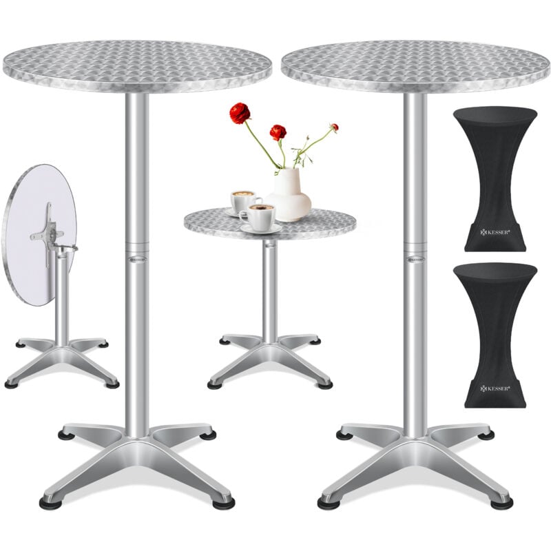 foto del prodotto tavolo da bar 2in1 tavolo bistrot pieghevole piano in alluminio acciaio inox altezza regolabile 70cm 115cm tavolo per feste matrimonio al chiuso e