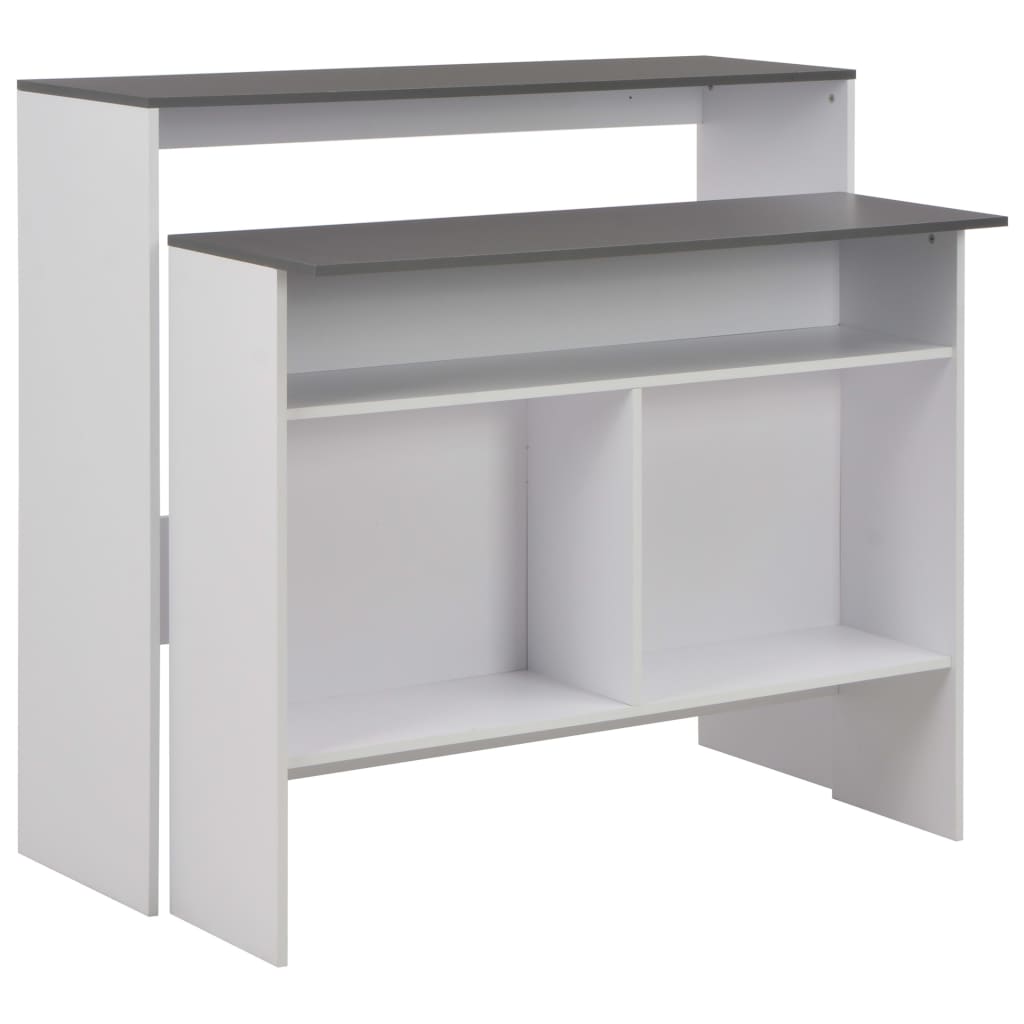 foto del prodotto tavolo da bar a 2 livelli bianco e grigio 130x40x120 cm cod mxl 62778