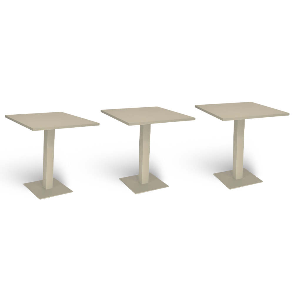 foto del prodotto tavolo da bar beige cm 70 x cm 70 con piano in alluminio verniciato x 3