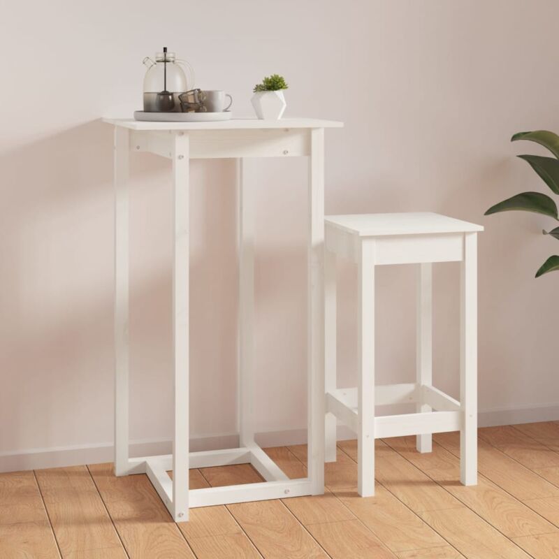 foto del prodotto tavolo da bar bianco 60x60x110 cm in legno massello di pino vidaxl