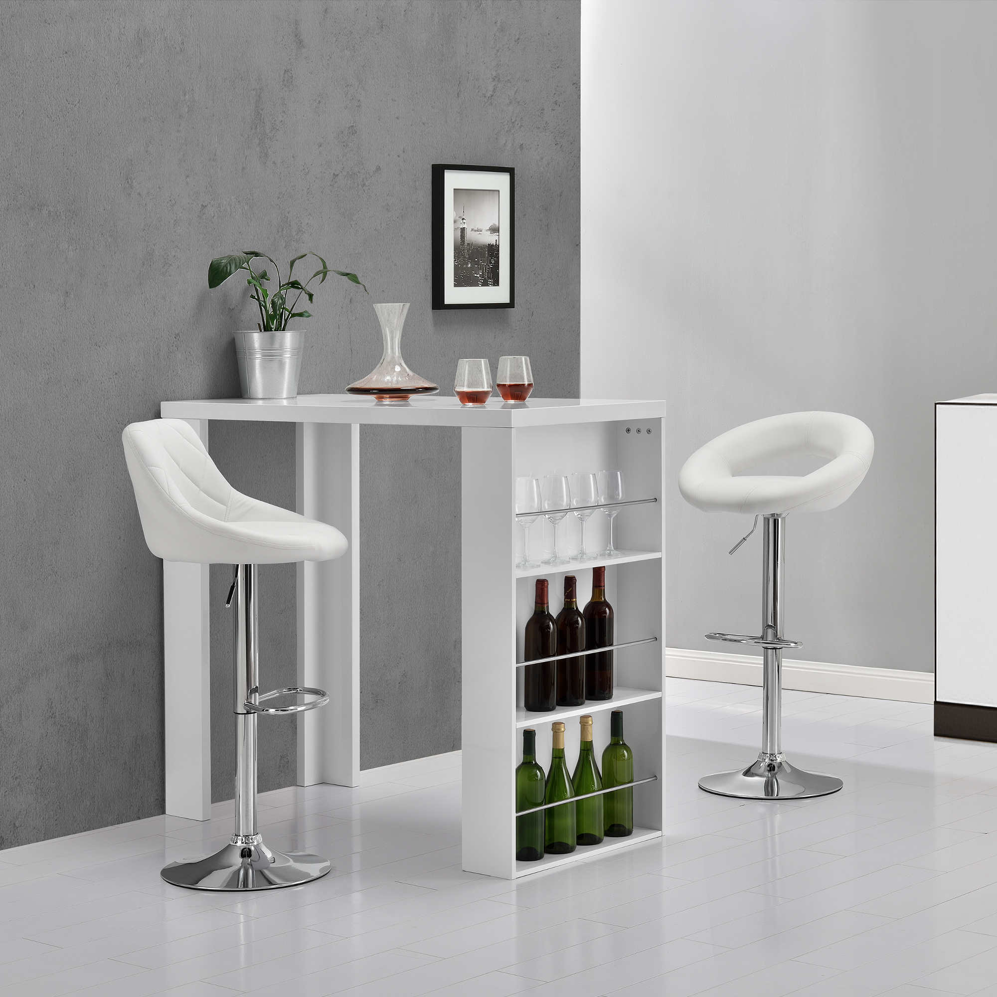 foto del prodotto tavolo da bar bonn bancone con 3 scomparti aperti 117 x 57 x 107 cm - bianco [en.casa]