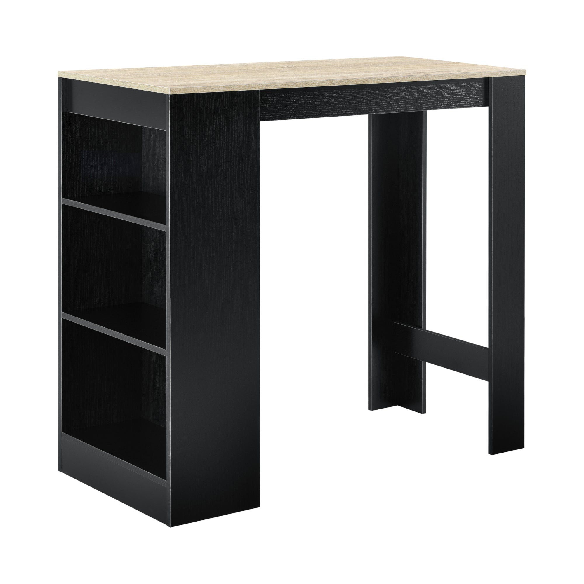 foto del prodotto tavolo da bar con contenitore alto da bistrot con 3 ripiani 110 cm nero e rovere 03 0006191