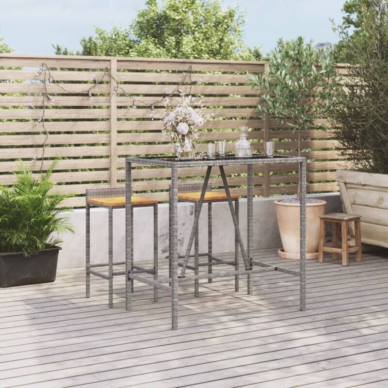 foto del prodotto tavolo da bar con piano in vetro grigio 110x70x110cm polyrattan vidaxl 896862