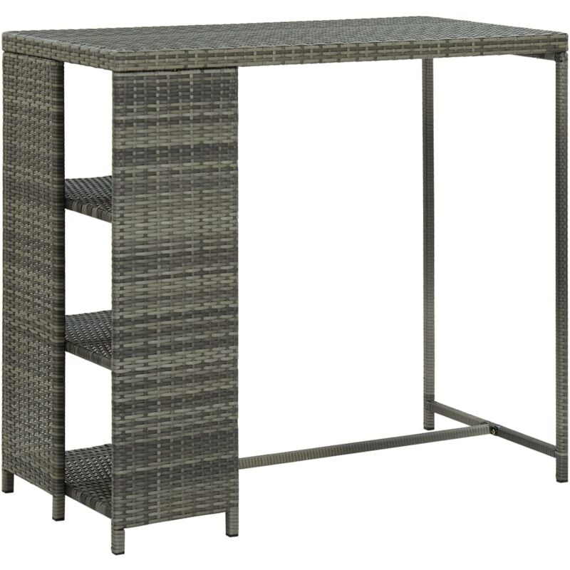 foto del prodotto tavolo da bar con ripiani grigio 120x60x110 cm in polyrattan vidaxl
