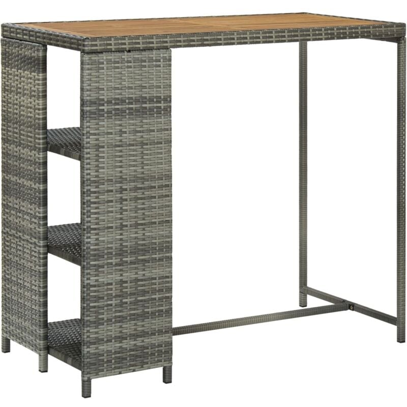 foto del prodotto tavolo da bar con ripiani grigio 120x60x110 cm in polyrattan vidaxl