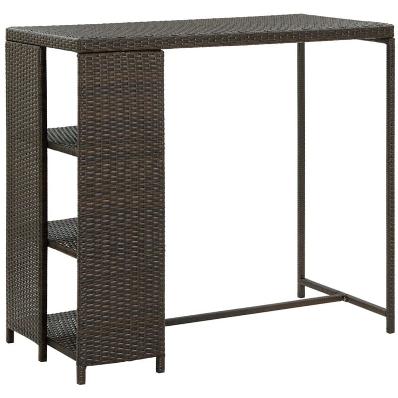 foto del prodotto tavolo da bar con ripiani marrone 120x60x110 cm in polyrattan vidaxl