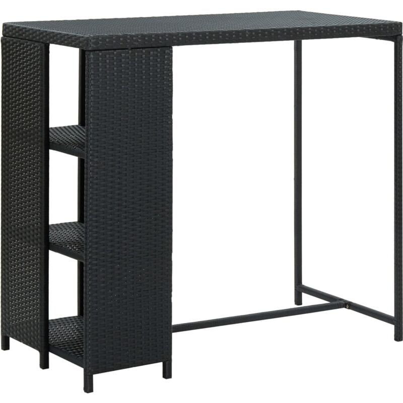 foto del prodotto tavolo da bar con ripiani nero 120x60x110 cm in polyrattan vidaxl