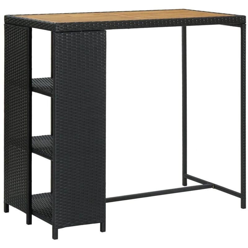 foto del prodotto tavolo da bar con ripiani nero 120x60x110 cm in polyrattan vidaxl