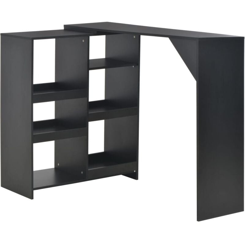 foto del prodotto tavolo da bar con scaffale mobile nero 138x39x110 cm