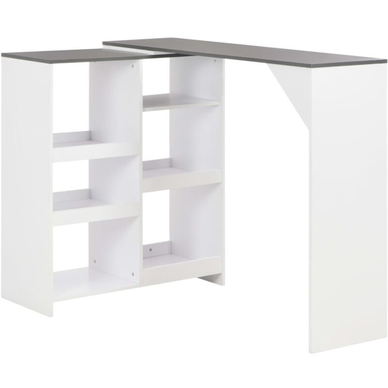 foto del prodotto tavolo da bar con scaffale scrivania porta pc in legno moderno vari colori colore bianco e grigio