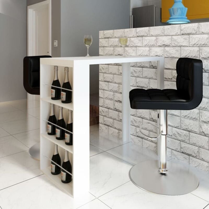 foto del prodotto tavolo da bar cucina con portabottiglie angolo bar cucina bianco lucido