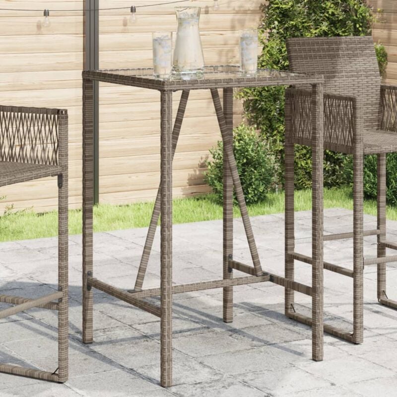 foto del prodotto tavolo da bar da esterno grigio 70x70x110 cm in polyrattan vidaxl