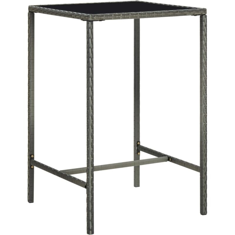 foto del prodotto tavolo da bar da giardino grigio 70x70x110 cm polyrattan vetro vidaxl