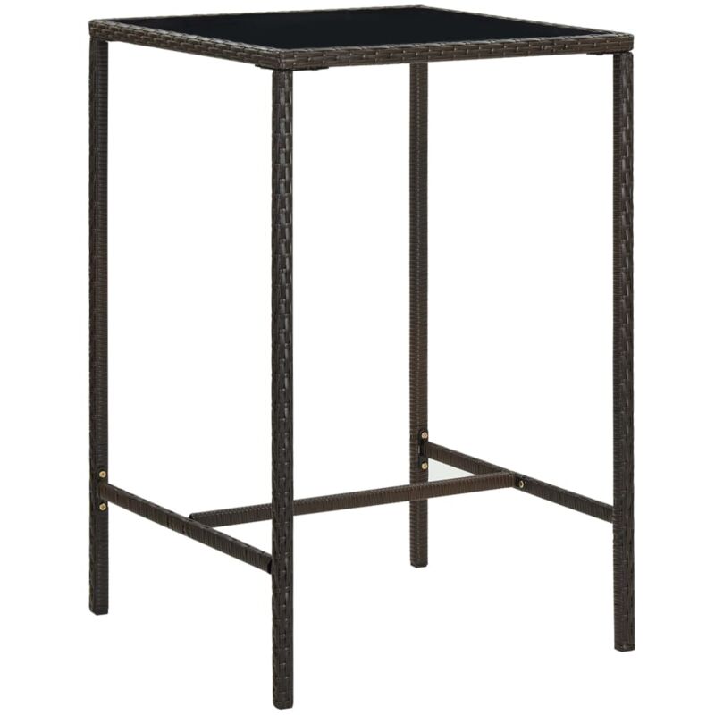foto del prodotto tavolo da bar da giardino marrone 70x70x110 cm polyrattan vetro vidaxl