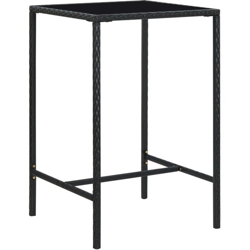 foto del prodotto tavolo da bar da giardino nero 70x70x110 cm polyrattan e vetro vidaxl