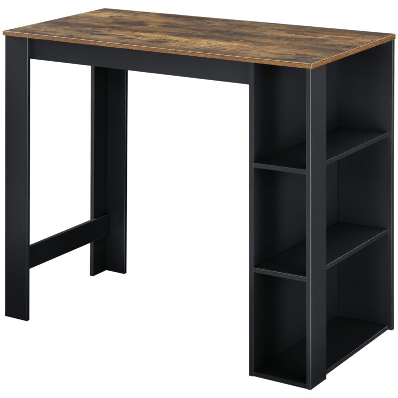 foto del prodotto tavolo da bar di design con ripiani tavolo da bistr con 3 ripiani in truciolare 110 x 50 x 103 cm rovere scuro nero